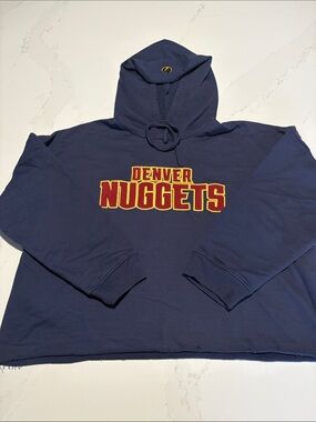 Denver Nuggets FISLL Blue Pullover Thin Hoodie Cropped SZ L